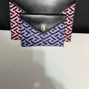 2pc Versace envelope pouch bag set pink and purple